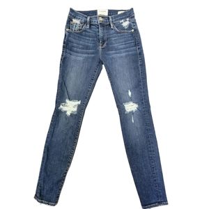 Frame Wriley 139021 Stretchy Le Skinny De Jeanne Distressed Jeans 25